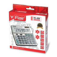 Flair FC-450 Desktop Series Basic Calculator | LCD Screen Display Which Makes More Data Easier To Read | New Additional Features Added | Ideal For School, College & Office | Grey