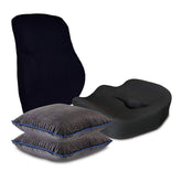 Memory Foam Decorative Square Car Cushion & Coccyx Orthopedic Seat Pillow, Black | Lumbar Spine Support Backrest Pillow | Lightweight, Ergonomic Design, Car Cushion Pillow, Combo Pack