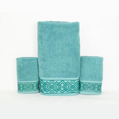Rangoli 100% Cotton Fibre 2 Hand & 1 Bath Towel 1100 Gsm | Highly Durable & Absorbent Towel | Skin-Friendly & Quick Drying Luxury Towels (Blue) - Pack Of 3