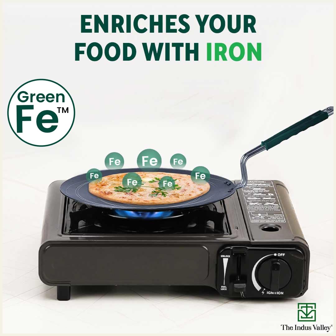 Pre-Seasoned Black Iron Concave Tawa For Dosa, Chapathi With Silicone Grip - 25.5cm, 10 Inch, 0.8 Kg | Gas Compatible, 100% Pure & Toxin-Free, No Chemical Coating Pre-Seasoned Black Iron Concave Tawa For Dosa, Chapathi With Silicone Grip - 25.5cm, 10 Inch, 0.8 Kg | Gas Compatible, 100% Pure & Toxin-Free, No Chemical Coating
