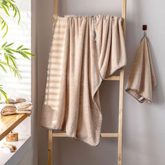 Spread Spain Microfiber Coral & Hand Towel 300 Gsm | Super-Soft Durable & Quick Drying Bath Towlels Gift Items (Sand)