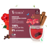 Teabox Hibiscus Cinnamon Clove Green Tea - 25 Pyramid Tea Bags | Natural Hibiscus, Cinnamon & Clove - Antioxidant Rich, Improves Immunity | Low Caffeine, 0% Bitterness