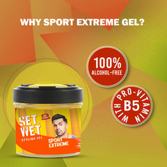 Set Wet Styling Hair Gel For Men Sport Extreme , 250gm 8.8 Oz. | Extreme Hold , High Shine | For Short To Medium Hair | No Alcohol , No Sulphate