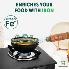 Pre-Seasoned Black Iron Mini Fry Pan With Wooden Handle - Very Small, 16.5cm, 6.5 Inch, 0.8 Ltr, 0.5 Kg | Induction Friendly, Pre-Seasoned Fry Pan, 100% Pure & Toxin-Free, No Chemical Coating