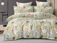 Cotton Elastic Fitted Printed Queen Size Double Bed Bedsheet With 2 Pillow Cover | 60 X 78 Inches, Mint Green - Soft Touch, Wrinkle Resistant, Skin Friendly