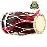 Musical Bolt Tuned Sheesham Wood Gajra Dholak - Brown | Perfectly Symmetric Round Dholak - Dholak For Festival, Wedding, Satsang | Very Easy To Tune