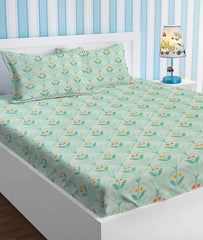 1 Double Bedsheets With 2 Pillow Covers - 78 X 72 Inches, Sea Green | Double Bed With All Around Elastic Super Soft Breathable & Wrinkle Free