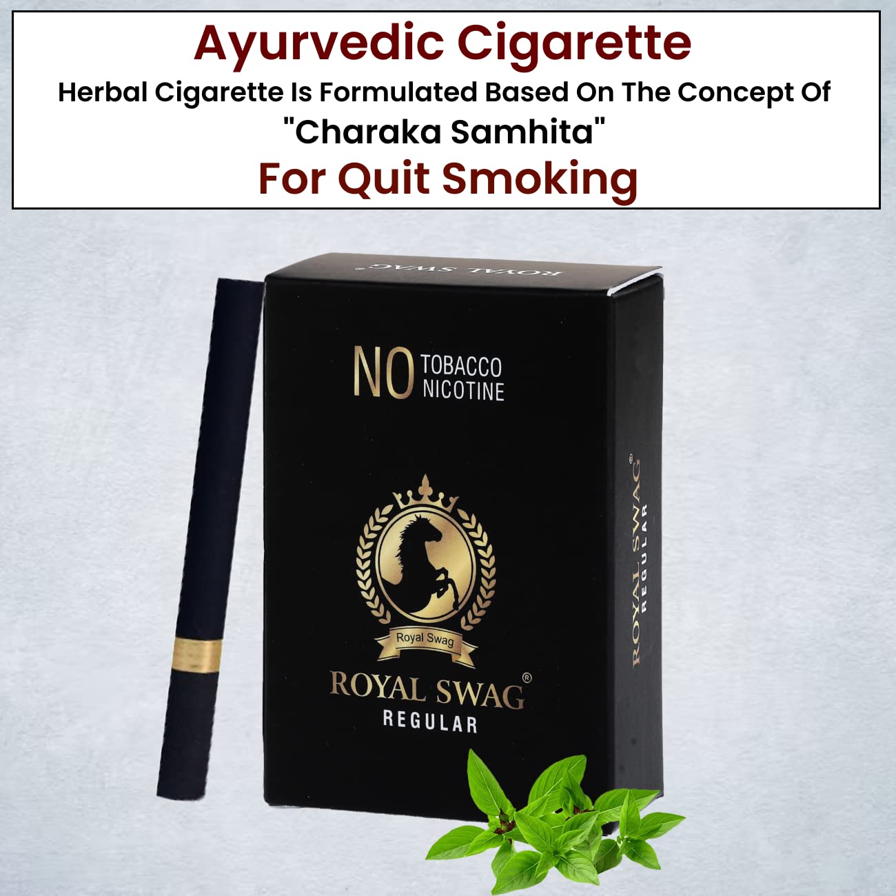 Royal Swag Ayurvedic Herbal Cigarettes 100% Tobacco Free 100% Nicotine Free Cigarettes Regular, Mint Flavoured | Smoking Cessation Pack Of 80 Royal Swag Ayurvedic Herbal Cigarettes 100% Tobacco Free 100% Nicotine Free Cigarettes Regular, Mint Flavoured | Smoking Cessation Pack Of 80