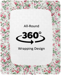 Cotton Fitted Bedsheets With 2 Matching Pillow Covers For King Bed | Size 78x72+10 Inches, Green & Pink - Soft, Durable & Wrinkle Free | Ideal For Daily Use