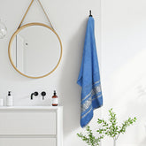 Liberty Towels 100% Cotton Large Size Bath Towel 450 Gsm | Highly Absorbent, Soft & Quick Dry Bathroom Towel | Elegant Design (Blue)