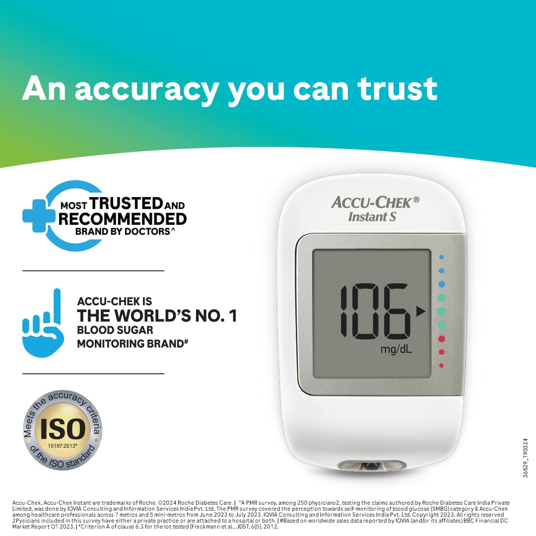 Accu-Chek Instant S Blood Glucose Glucometer Kit with Vial of (10 Strips) 10 Lancets and a Lancing device FREE for Accurate Blood Sugar Testing Accu-Chek Instant S Blood Glucose Glucometer Kit with Vial of (10 Strips) 10 Lancets and a Lancing device FREE for Accurate Blood Sugar Testing