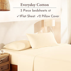 Double Bedsheet For Queen Size With 2 Matching Pillow Cover - 90 X 100 Inches, Ivory | Breathable & Durable, Soft Touch & Perfect For All Seasons