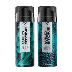 Wild Stone Edge And Hydra Energy Long Lasting Deodorants Body Spray For Men 300ml 10.1 Fl.oz. Pack Of 2