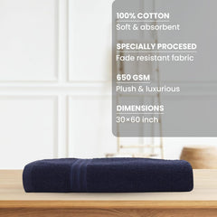 100% Cotton Bath Towel 600 Gsm | Soft Absorbent For Daily Use Bath Towel (Classic Navy)