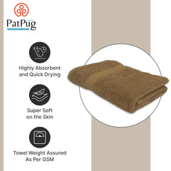Patpug 100% Indian Ultra Soft Cotton 500 Gsm Highly Absorbent, Fade Resistant, Quick Drying Large Bath Towel (Sepia Brown)
