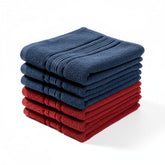 Akiko Home 100% Cotton Essential Series Hand Towels 1200 Gsm | Soft, Absorbent & Durable, Cotton Hand Towel For Bathroom Use, Gentle On Skin- Pack Of 6 (Navy & Maroon)