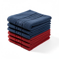 Akiko Home 100% Cotton Essential Series Hand Towels 1200 Gsm | Soft, Absorbent & Durable, Cotton Hand Towel For Bathroom Use, Gentle On Skin- Pack Of 6 (Navy & Maroon)