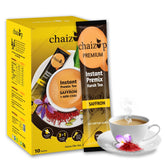 Chaizup Premium 1 Min Instant Saffron Tea Premix - 140gm, 4.9 Ounce, 10 Sachets | Instant Kesar Chai Powder - Just Add Hot Water | Low Caffeine