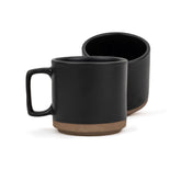 Large Ceramic Coffee Mug Set Of 2 - Black, 350ml Each | Ceramic Japandi Mug, Tea Mug With Matte Finish - Mug For Coffee | Ceramic Coffee Mug - Microwave Safe & Dishwasher Safe