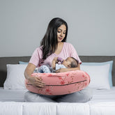Feeding Pillow For New Born Baby, 5 In 1 Multipurpose Use, Nursing Pillow, Pink | Pillow With Belt & Hoop For Breastfeeding With Cotton Removable Cover | Machine Washable, Comfortable