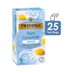 Twinings Pure Chamomile Infusion Delicate & Calming Tea - 25 Envelope Tea Bags | Promotes Good Sleep, Stress Relief, Relax - Light & Gentle Taste, Caffeine Free