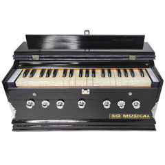 Musical Instrument Harmonium - 7 Stopper, 39 Keys, Double Fold Bellow, Two Reeds (Bass+ Male), 3 1/4 Octave | Two Side Carry Handles, Jaali Frame On Keys