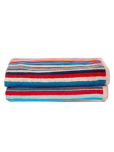 Ambra Linens Highly Absorbent Bath Towels 1 Kg | 100% Cotton, Soft & Plush All Seasons Use, Extra Large Size (Summer Striped)- Pack Of 2
