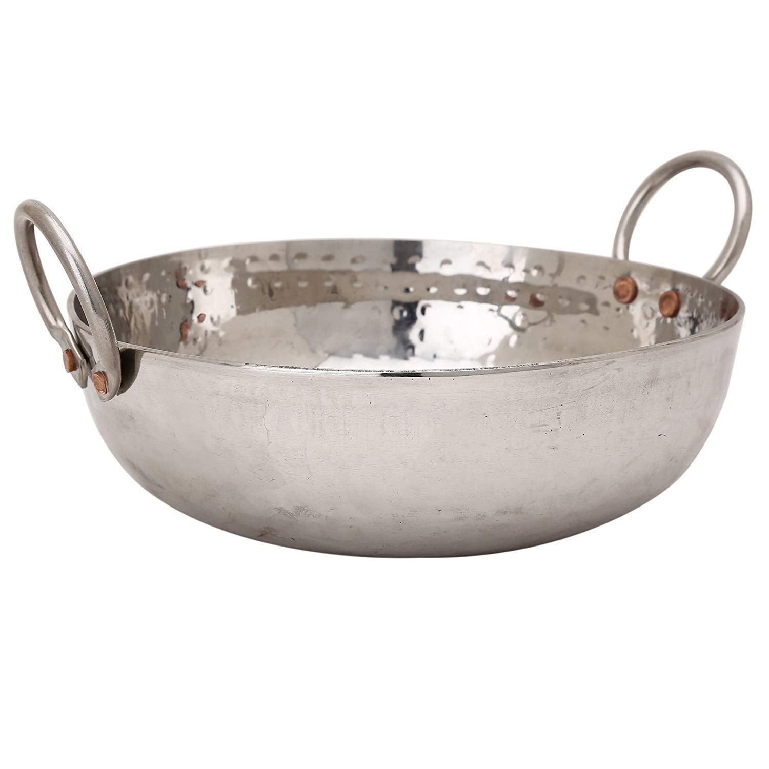 Silver Stainless Steel Kadhai - Cookware Silver Kadai, 2.5 Liters Size 14 | Antique Look Silver Stainless Steel Kadhai - Cookware Silver Kadai, 2.5 Liters Size 14 | Antique Look
