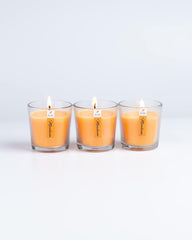 MANDARIN FRAGRANCE VOTIVE GLASS CANDLES SET OF 3 | BURNING TIME 12 HOURS
