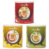 Chaizup Premium 1 Min Instant Assorted Tea Combo - Pack Of 3 X 500gm Cans, 17.6 Ounce Each | Masala + Saffron + Cardamom Flavors - Just Add Hot Water | Low Caffeine, No Added Color - Home Like Tea