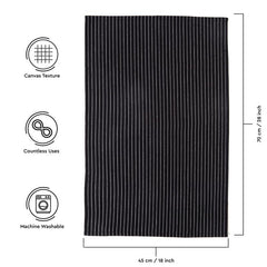 Encasa Xo Kitchen Cooking Cloth 340 Gsm | Cotton Hand Towel For Drying Dishes Highly Absorbent Cleaning & Quick Drying Of Plates | Butcher Black (Set Of 4)