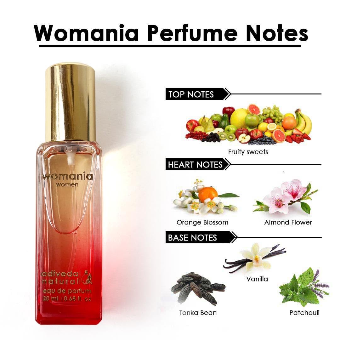 Adiveda Natural Cupid & Womania Women Eau De Parfum Each 20ml 0.68 Fl.oz.  | White Oud & Fruity Pocket Perfume For Men & Women | Combo Of 2 Adiveda Natural Cupid & Womania Women Eau De Parfum Each 20ml 0.68 Fl.oz.  | White Oud & Fruity Pocket Perfume For Men & Women | Combo Of 2