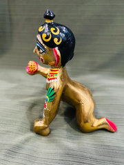 Fine Brass Made Full Painted Laddu Gopal Statue, Brass, Multi, Bal Gopal Idol, Hand Painted Murti, For Home Temple, Lord Krishna Baby Krishna Murti, Thakur Ji