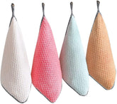 Kpng Cleaning Cloth Coral Fleece Soft Microfiber Cotton Dishcloth Hand Towels 450 Gsm | Quick Dry Absorbent Travel (Pack Of 3) - Multicolor