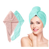 Fezora Hair Towel Wrap For Women (Pack Of 2) | Quick-Dry Microfiber Hair Turban With Elastic Loop | Super Absorbent Hair Drying Towel For Ladies & Girls (Orange & Pista Green)