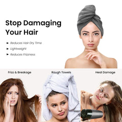 Mush Bamboo Hair Towel 300 Gsm | Ultra Soft, Absorbent & Anti Microbial Hair Wrap (Charcoal Grey)