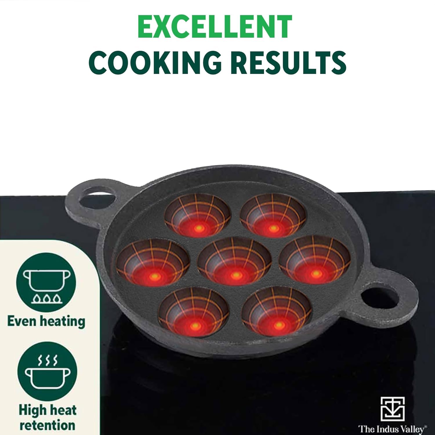 Super Smooth Black Cast Iron Paniyaram Pan With Free Wooden Picker - 7pit, 19 Cm, 7.4 Inch, 2.2 Kg | Induction Friendly, Pre-Seasoned Paddu Pan, 100% Pure & Toxin-Free, No Chemical Coating Super Smooth Black Cast Iron Paniyaram Pan With Free Wooden Picker - 7pit, 19 Cm, 7.4 Inch, 2.2 Kg | Induction Friendly, Pre-Seasoned Paddu Pan, 100% Pure & Toxin-Free, No Chemical Coating