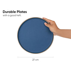 Ceramic Dinner Plates Set Of 6 Pieces, Blue | Ceramic Plates Set With Matte Finish - Premium Stoneware | Ceramic Dinner Plates - Japandi Dinner Plates
