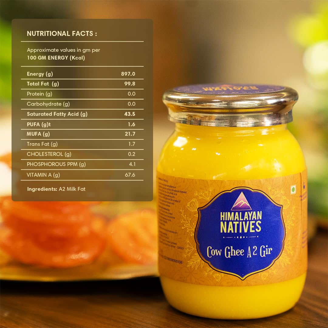 Natural Premium A2 Gir Cow Ghee By Himalayan Natives | Authentic Flavor & Natural Aroma Desi Cow Ghee Helps Boost Immunity | (250ml) 8.4 Ounce | Jar Pack Natural Premium A2 Gir Cow Ghee By Himalayan Natives | Authentic Flavor & Natural Aroma Desi Cow Ghee Helps Boost Immunity | (250ml) 8.4 Ounce | Jar Pack