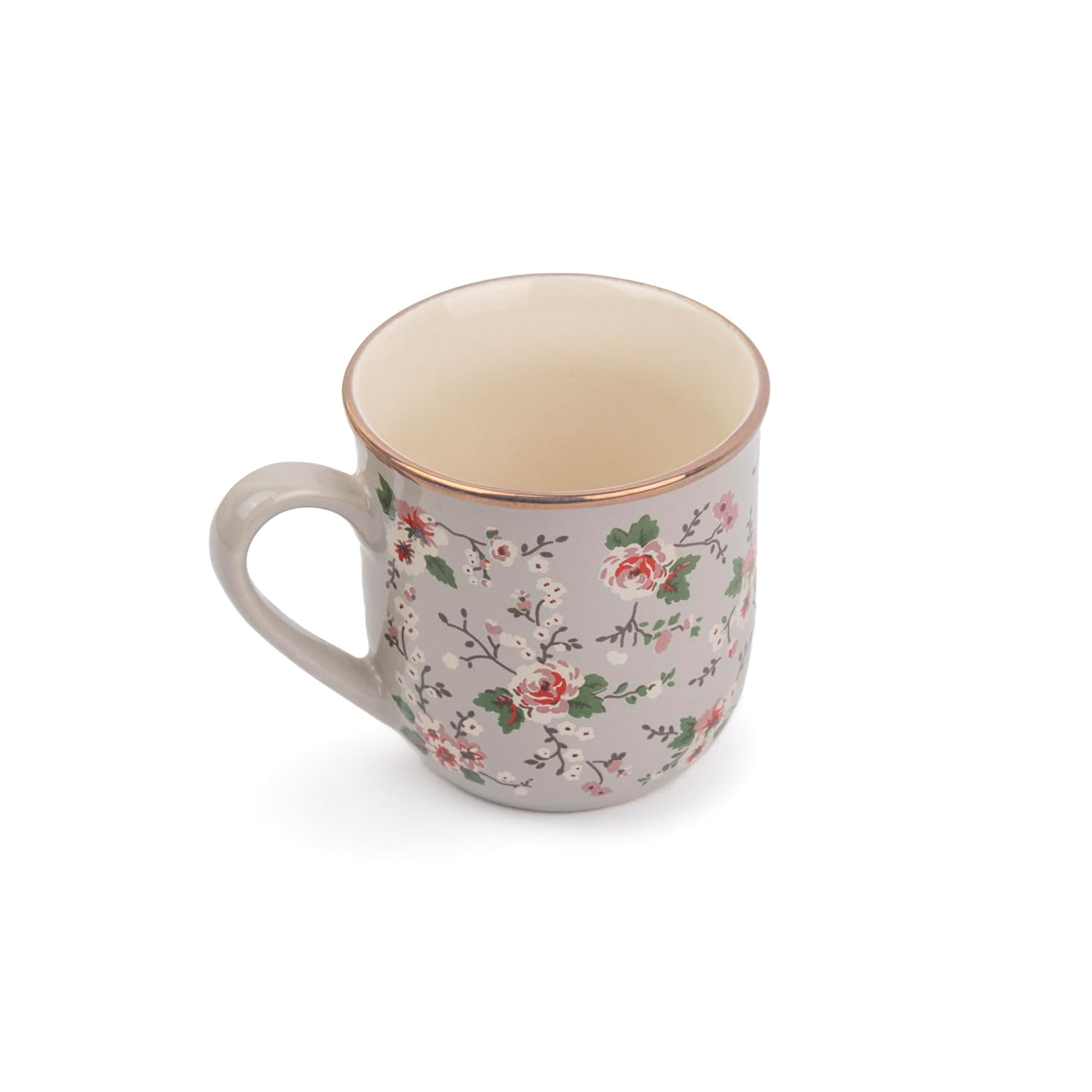Ceramic Floral Tea Cups Set Of 6 - Grey Floral, 180ml Each | Tea Cup Set Of 6 - Premium Stoneware Tea Set | Ceramic Tea Cup With Glossy Finish - Small Cups For Tea | Microwave Safe & Dishwasher Safe Ceramic Floral Tea Cups Set Of 6 - Grey Floral, 180ml Each | Tea Cup Set Of 6 - Premium Stoneware Tea Set | Ceramic Tea Cup With Glossy Finish - Small Cups For Tea | Microwave Safe & Dishwasher Safe
