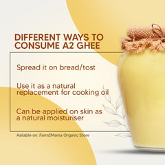 Organic Natural Vedic A2 Desi Cow Bilona Ghee By Farm2Mamma | Natural & Healthy Nutrients A2 Grass Fed Cultured Ghee For Boost Immunity | (1 Litr) 33.8 Ounce | Jar Pack