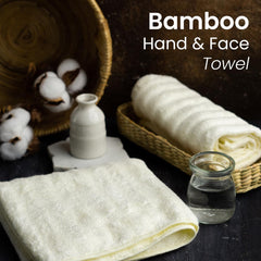 Mush 100% Bamboo Face & Hand Towel 450 Gsm | Ultra Soft, Absorbent, Quick Dry Towels For Facewash, Gym, Pool, Sports, & Travel - Cream (Pack Of 2)