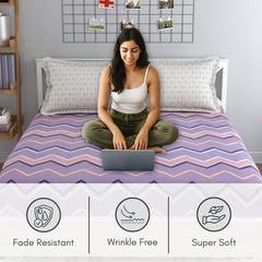 Includes 1 Queen Size Bedsheet With 2 Matching Pillow Covers - 90 X 100 Inches, Lavender | Ideal For Modern Indian Bedrooms, Guest Rooms, & Everyday Home Use
