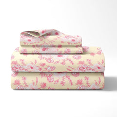 Flat Bedsheet Queen Size Bed With 2 Pillow Covers - 100 X 90 Inches, Cream & Pink | Soft, Breathable & Durable | Skin-Friendly & Durable