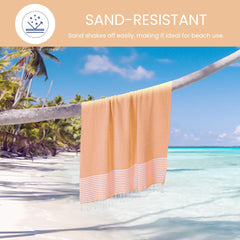 Destin Home Turkish Peshtemal Beach Towels 1.5 Kg | Cotton Soft, Lightweight, Quick-Drying & Absorbent For Beach Pool Spa Picnic Travel (Yellow)- Set Of 4
