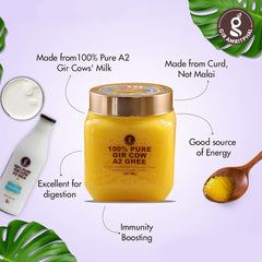 Organic A2 Bilona Gir Cow Desi Ghee By Gir Amritphal | Good Source Of Healthy Desi Cow Ghee Perfect For Joint Pain | (500ml) 16.9 Ounce | Jar Pack
