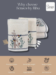 Senses By Riba All Cotton 550 Gsm Embroidered Towel Bath Set - Pack Of 4 (Style 13)