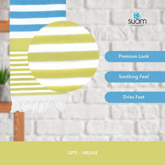 Suam Suntails Lightweight 100% Cotton Bath Towel (Yellow - Lite Blue & Pink - Blue, Suntails Towel, Cotton, Standard, Af-Bt) - Pack Of 2