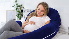 Pregnancy Pillow, Maternity Body Pillow For Sleeping, C Shaped, Dark Blue - 55 Inch | Full Body Pillow, Pregnancy Pillow For Pregnant Women, Support Belly & Back, Removable Velvet Cover
