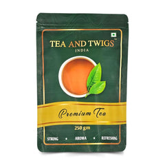Tea And Twigs Premium Tea - 250gm, 8.8 Ounce | Premium Second Flush CTC Chai Patti & 100% Natural Spices - Kadak Black Tea | Medium Caffeine Assam Tea